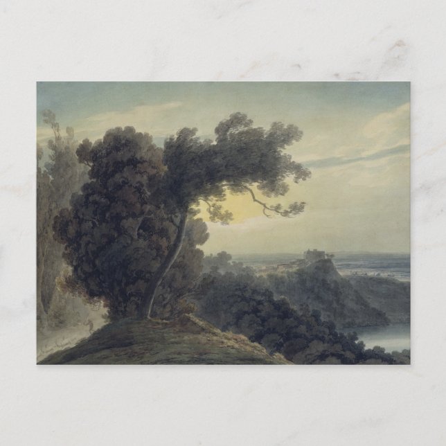 Albano-See und Burg Gandolfo, c.1783-85 Postkarte (Vorderseite)