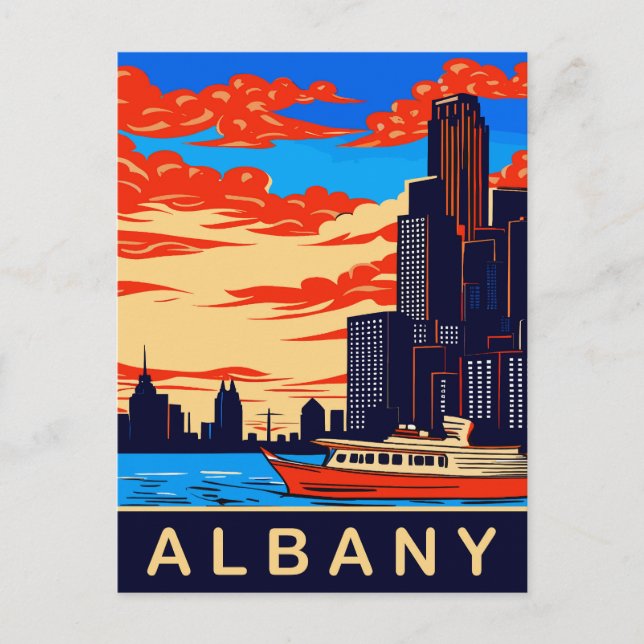 Albany, Hudson River, NY, Travel Postkarte (Vorderseite)