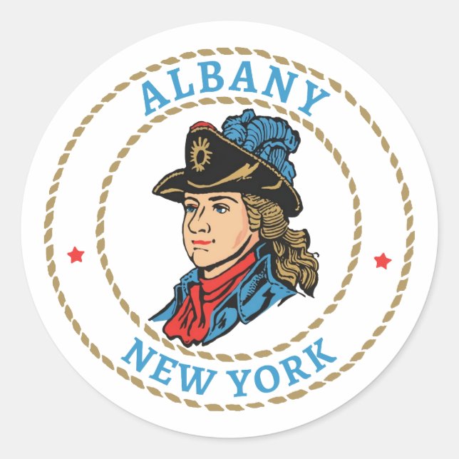 Albany New York Colonial Runder Aufkleber (Vorderseite)