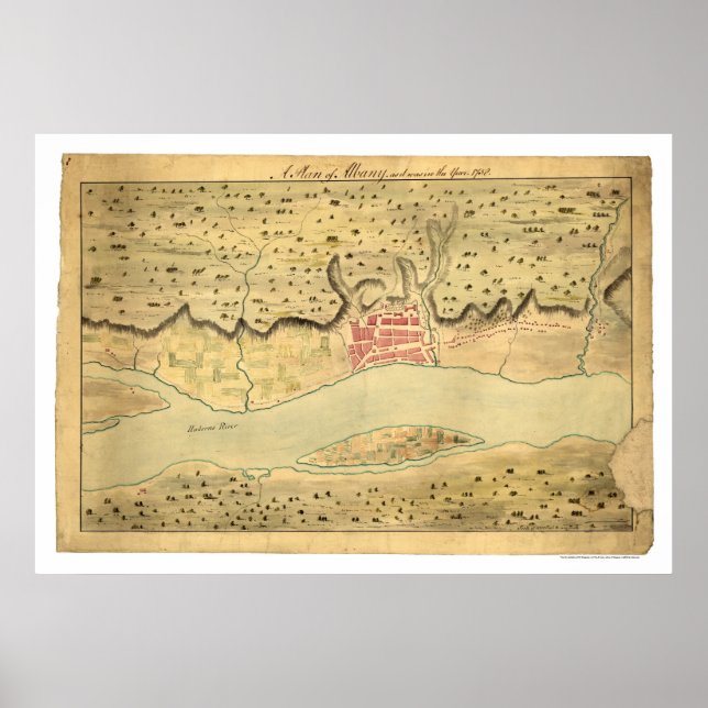Albany New York Early Map 1758 Poster (Vorne)