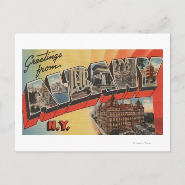 Albany, New York - Große Briefszenen 2 Postkarte (Vorderseite)