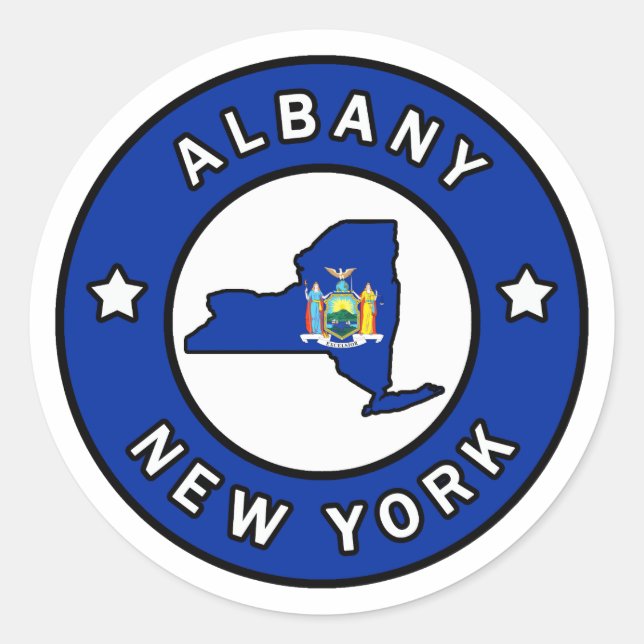 Albany New York Runder Aufkleber (Vorderseite)