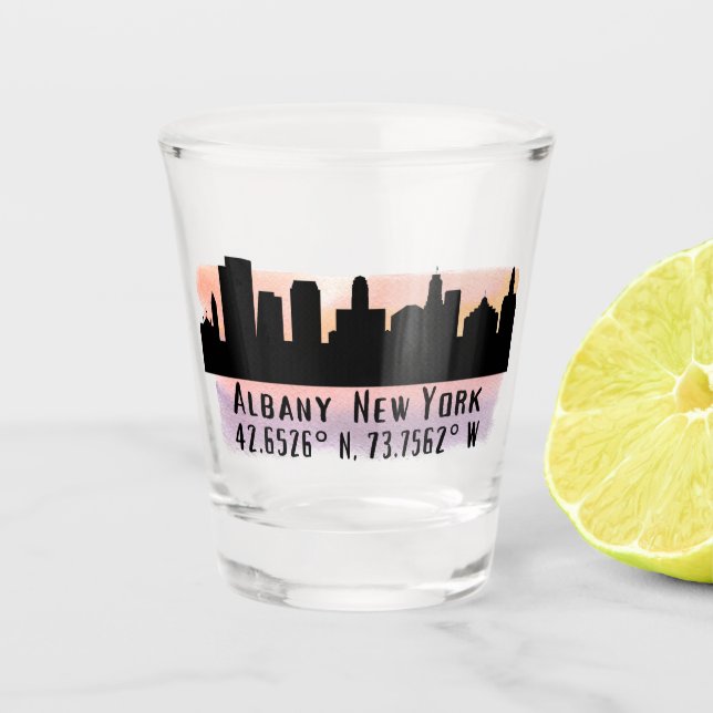 Albany NY City Skyline Schnapsglas (Vorderseite)