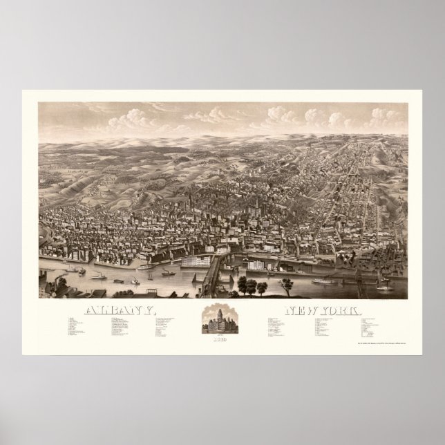 Albany, NY Panoramic Map - 1879 Poster (Vorne)