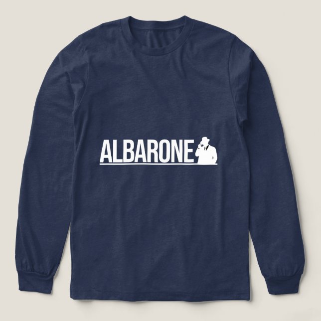 Albarone Gangster Silhouette Graphic - White Tri-Blend Shirt (Design Vorderseite)