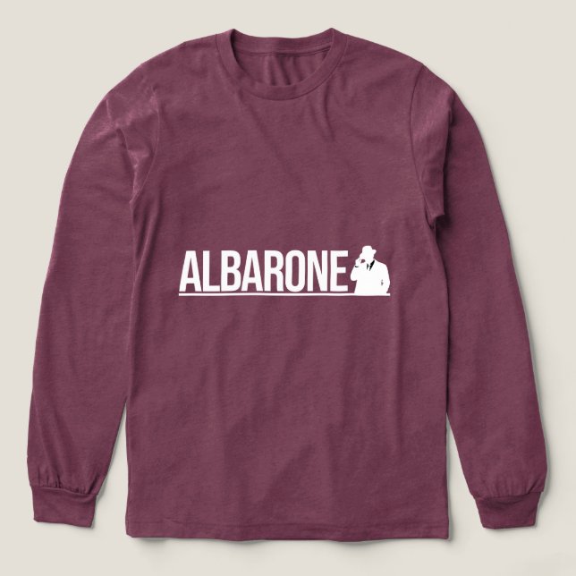 Albarone Gangster Silhouette Graphic - White Tri-Blend Shirt (Design Vorderseite)