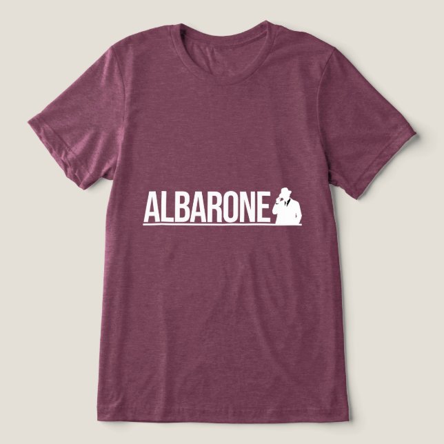 Albarone Gangster Silhouette Graphic - White Tri-Blend Shirt (Design Vorderseite)