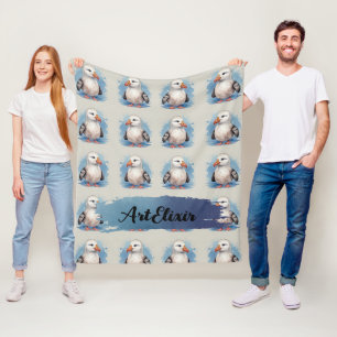 Albatross-Aquarell-Kawaii-Druck Fleecedecke