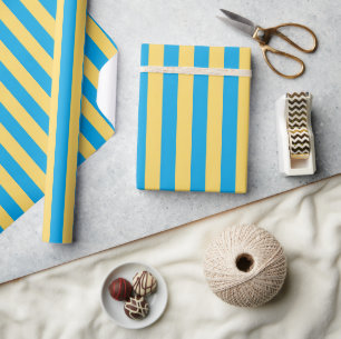 Albatross blaues und gelbes Streifenpapier Geschenkpapier