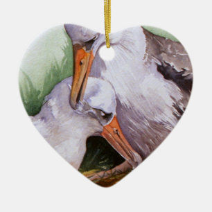 Albatrosse in der Liebevalentine-Verzierung Keramikornament