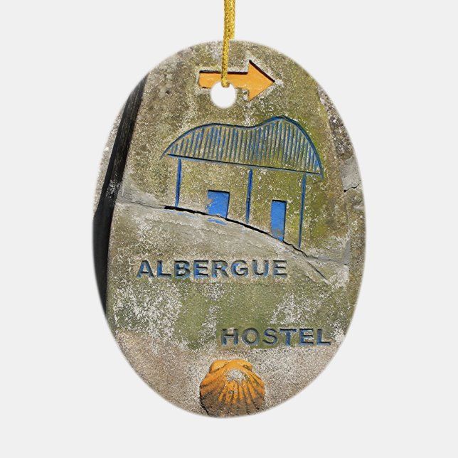 Albergue Herbergeszeichen, EL Camino, Spanien Keramikornament (Vorne)