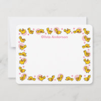 Albern Duckies Pink Baby Dusche Danke Karte