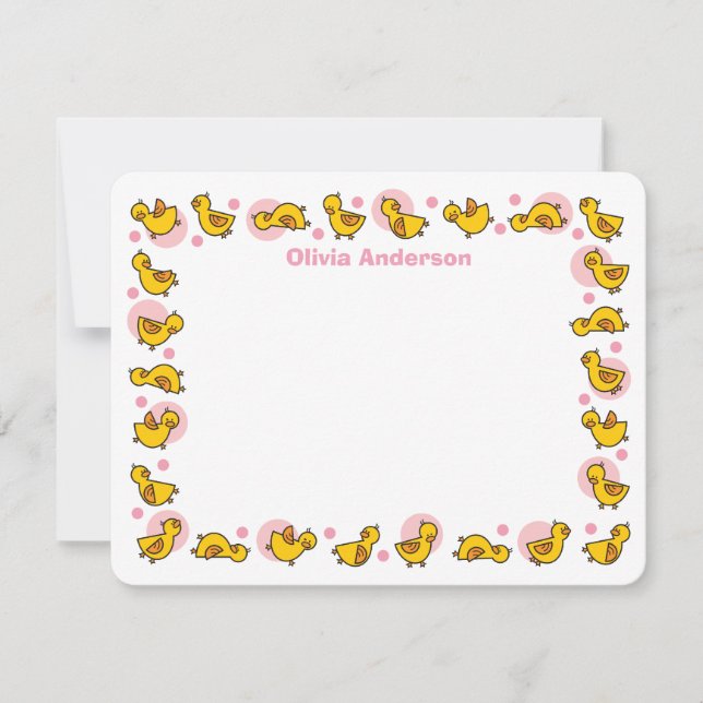 Albern Duckies Pink Baby Dusche Danke Karte (Vorderseite)