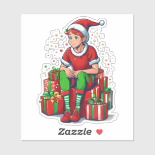 Albern Funny Christmas Weihnachtsmann Elf Kind Aufkleber