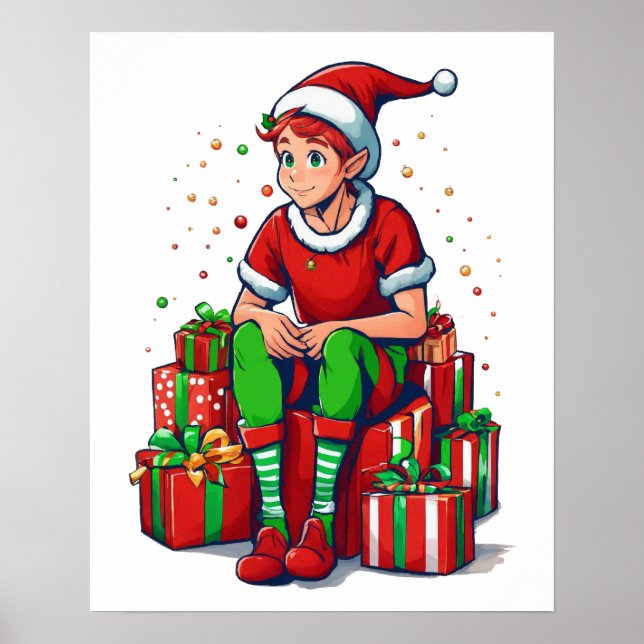 Albern Funny Christmas Weihnachtsmann Elf Kind Poster (Vorne)