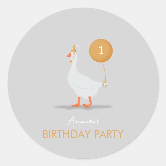 Albern Gänse 1. Geburtstag Gastgeschenk Runder Aufkleber (Vorderseite)