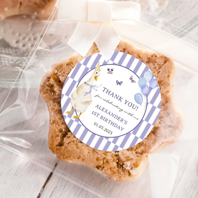 Albern Gänse 1. Geburtstag Party Runder Aufkleber (Von Creator hochgeladen)