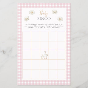 Albern Gänse Baby Bingo Whimsical Pink Duschspiel Flyer