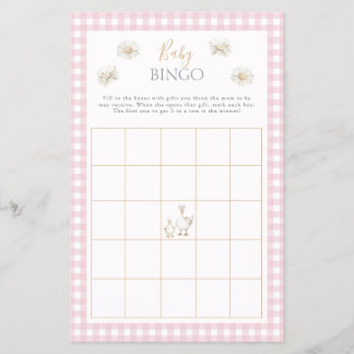 Albern Gänse Baby Bingo Whimsical Pink Duschspiel Flyer