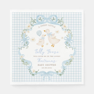 Albern Gänse Blue Bow Gingham Boy Baby Dusche Serviette
