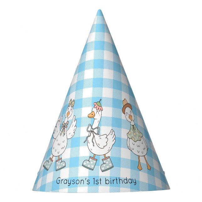 Albern Gänse Blue Geburtstag Partyhütchen (Vorderseite)