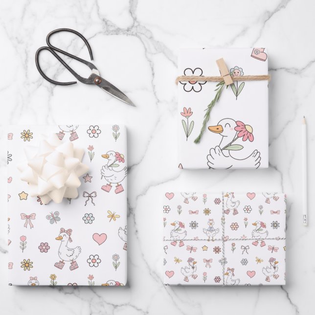 Albern Gänse Geburtstag Geschenkpapier Set (Vorderseite)