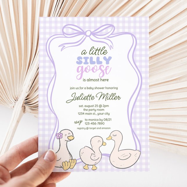 Albern Gänse Gingham Gender Neutral Baby Shower Einladung (Silly Goose Gingham Baby Shower Invite)