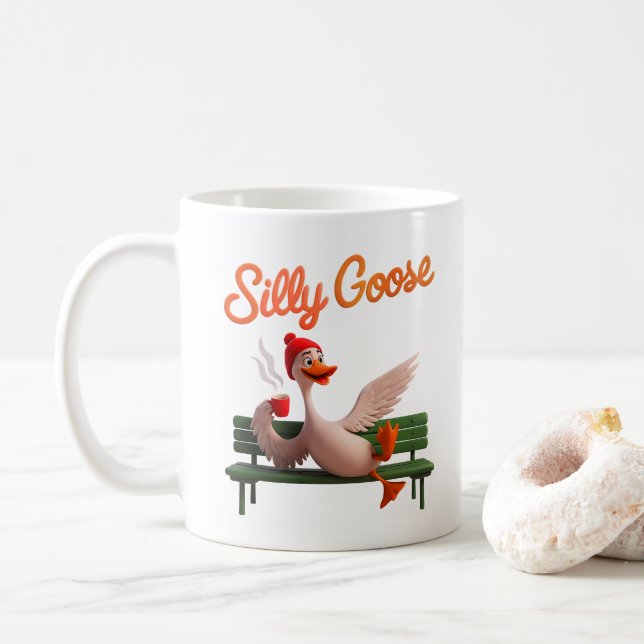Albern Gänse Niedlich Gänse Meme Kaffeetasse (Mit Donut)