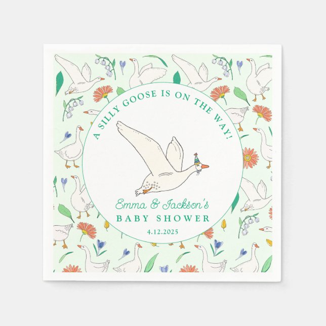 Albern Gänse Party Kinderdusche Serviette (Vorderseite)
