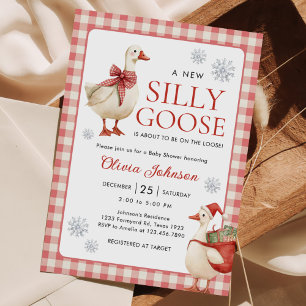 Albern Gänse Weihnachten Gingham Baby Dusche Einladung