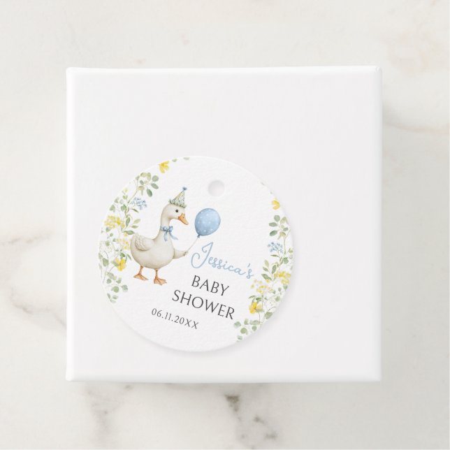 Albern Gänse Wildblume Baby Boy Dusche Danke Geschenkanhänger (Beispiel)