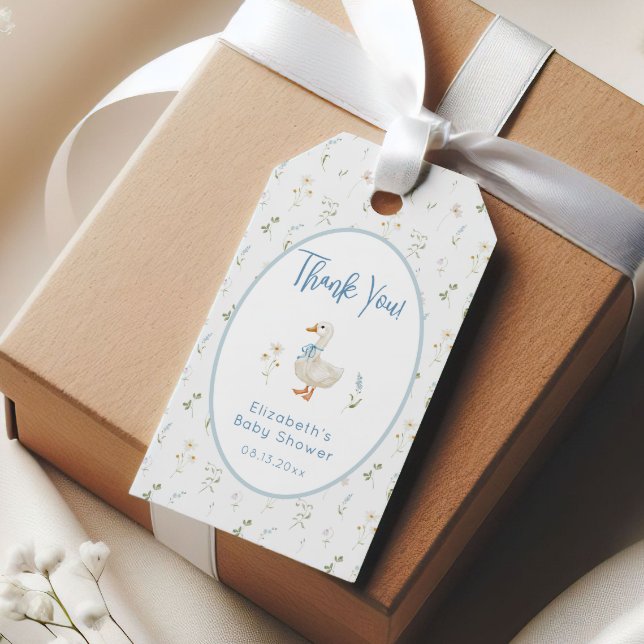 Albern Gänse Wildblume Blue Bow Baby Dusche Geschenkanhänger (Von Creator hochgeladen)
