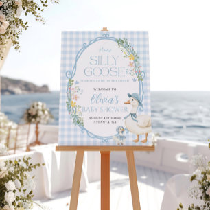 Albern Gänseblauer Baby-Dusche Begrüßungszeichen Poster