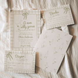 Albern Gänseneutrale Gingham-Kinderdusche Einladung