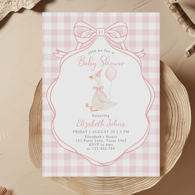 Albern Gänsepink-Bow-Girl-Babydusche Einladung (Von Creator hochgeladen)