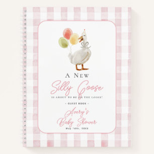 Albern Gänsepink Gingham Baby Showroom Gästebuch Notizbuch