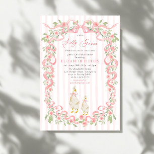 Albern Gänserosa Bow Blumenkohl Rose Kinderdusche Einladung