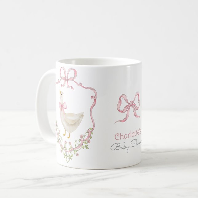 Albern Gänserosa Bow Whimsical Baby Showroom Kaffeetasse (Vorderseite Links)