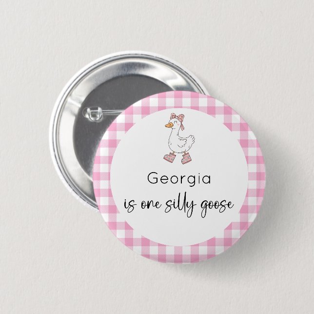 Albern Gänserosa Geburtstag Button (Vorne & Hinten)