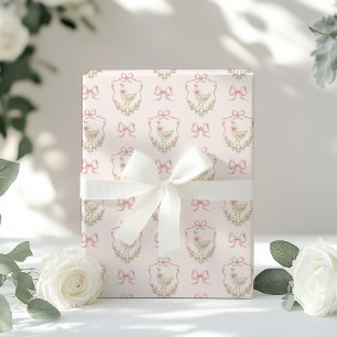 Albern Gänserosa Wappen Vintage Babydusche Geschenkpapier