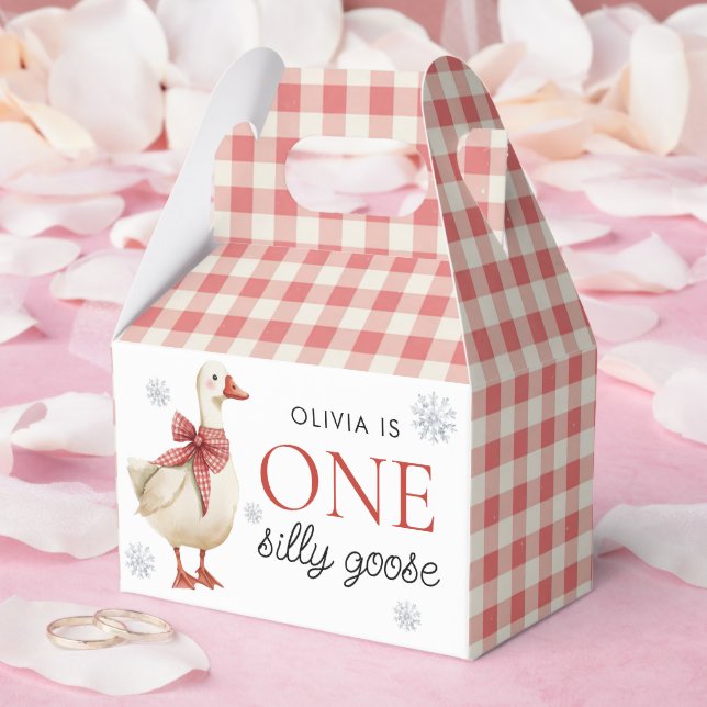 Albern Gänseweihnachtsgingham 1. Geburtstag Geschenkschachtel (Hochzeit)