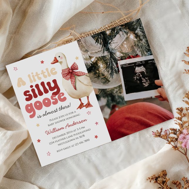 Albern Gänseweihnachtskuh Kinderdusche Foto Einladung (Von Creator hochgeladen)