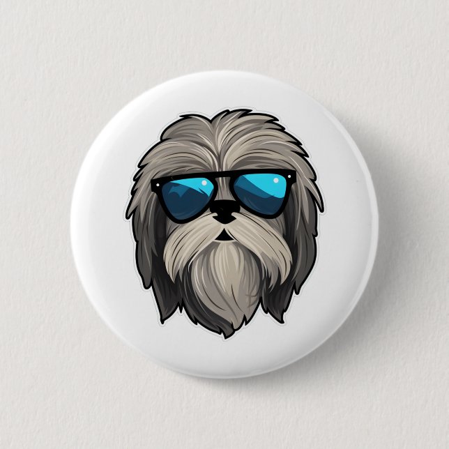 Albern Glasses Lhasa Apso Classic T - Shirt Button (Vorderseite)