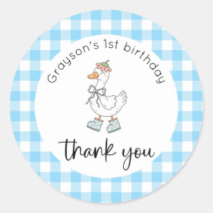 Albern Goose Blue Birthday Vielen Dank Runder Aufkleber