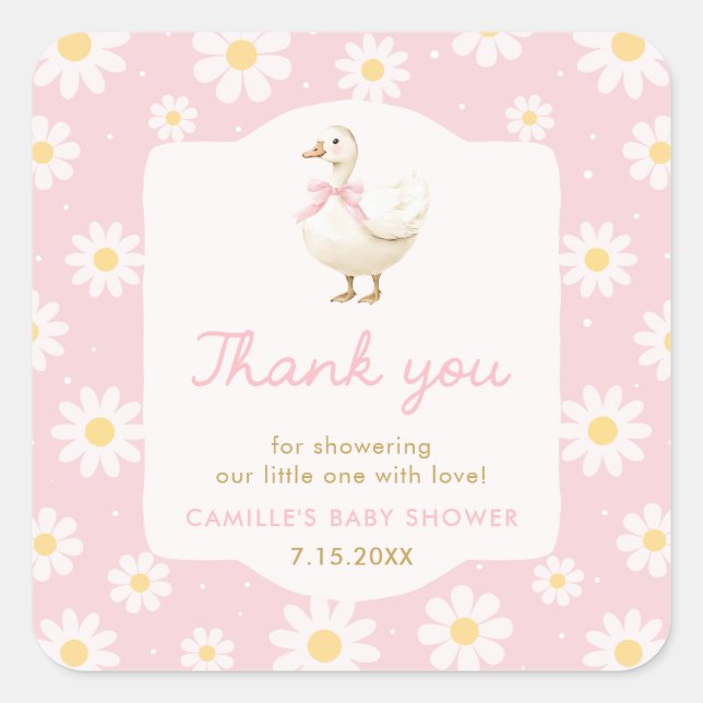 Albern Goose Girl Babydusche Danke Sticker (Vorderseite)