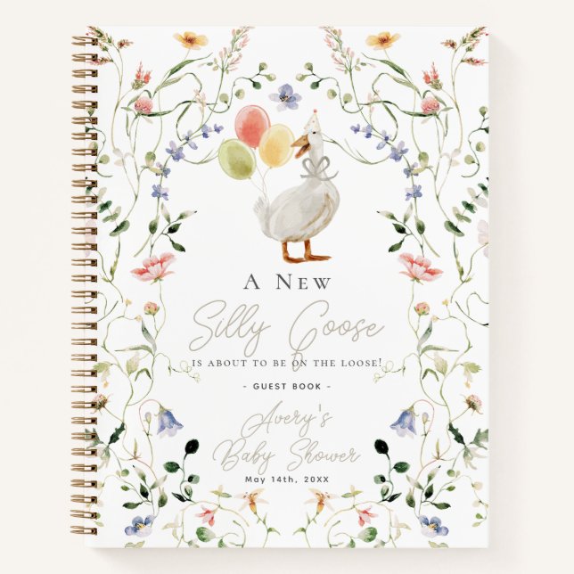 Albern Goose Wildblume Baby Showbook Notizbuch (Vorderseite)