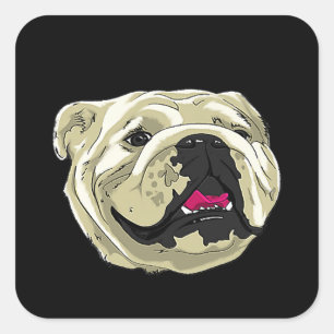Albern Happy English British Bulldog Premium Gesch Quadratischer Aufkleber