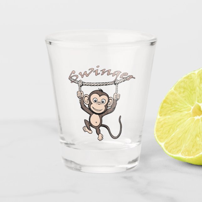 Albern Happy Swinger Monkey Schnapsglas (Vorderseite)