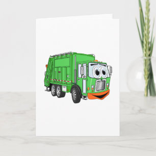 Albern Lächelnder Garbage Truck Cartoon Karte
