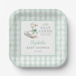 Albern Little Gose Green Gingham Baby Dusche Pappteller